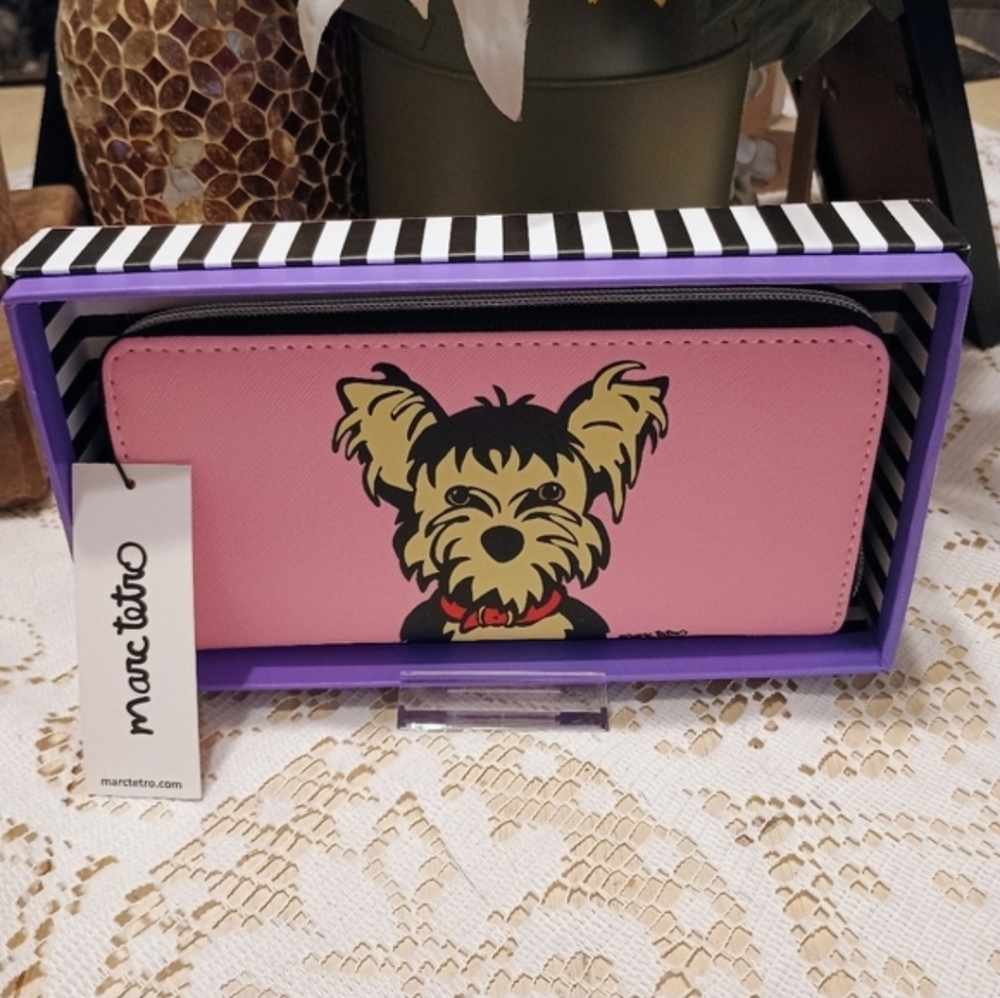 MARC TETRO-Pink Yorkie Dog Print Wallet